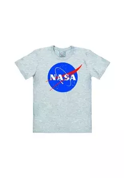 Футболка Easyfit NASA — логотип LOGOSHIRT, цвет Grey-melange