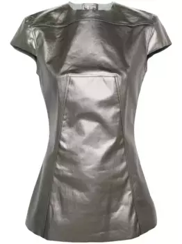 Футболка Edfu SS с эффектом металлик Rick Owens, серебяный