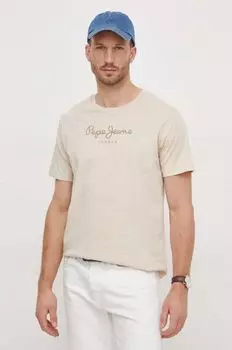 Футболка Eggo из хлопка Pepe Jeans, бежевый