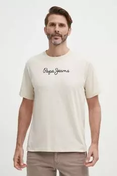 Футболка Eggo из хлопка Pepe Jeans, бежевый