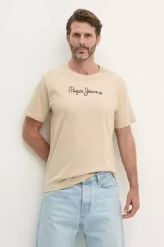 Футболка Eggo из хлопка Pepe Jeans, бежевый