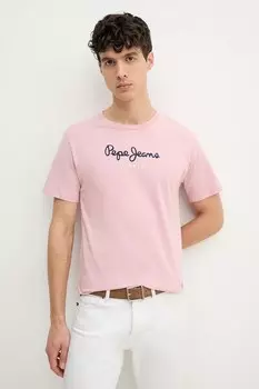 Футболка Eggo из хлопка Pepe Jeans, розовый