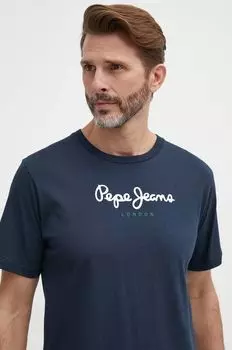 Футболка Eggo из хлопка Pepe Jeans, темно-синий