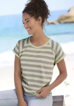 Футболка Elbsand "Calisa", с полосатым рисунком, спортивная рубашка с короткими рукавами из смеси хлопка, серый
