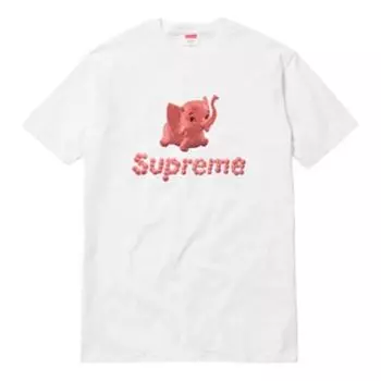 Футболка elephant tee white small printing short sleeve white Supreme, белый