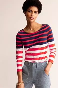 Футболка Ella с длинными рукавами и бретонскими полосками Boden, синий