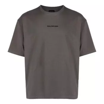 Футболка embroidered-logo cotton t-shirt 'grey' Balenciaga, серый