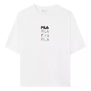 Футболка embroidered logo round neck sports short sleeve white Fila, белый