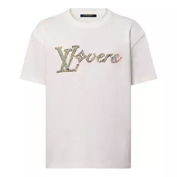 Футболка embroidered t-shirt 'white' Louis Vuitton, белый