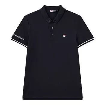 Футболка embroidery logo casual sport short sleeve poloshirt men's blue Fila, синий