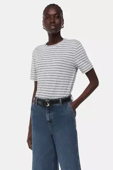 Футболка Emily Ultimate Stripe из 100% хлопка Whistles, серый