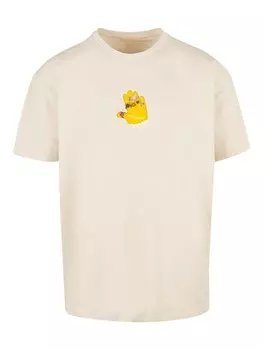 Футболка emoji couture Heavy Oversize T-Shirt yellow hand mixed jewelry icons, песочный