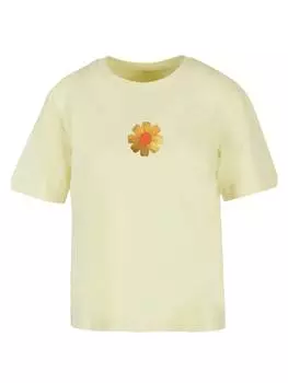 Футболка emoji couture Ladies Everyday Tee Gold flower orange center, цвет softyellow