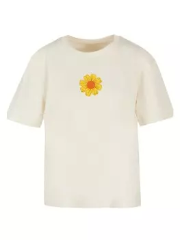 Футболка emoji couture Ladies Everyday Tee Golden diamonds flower orange center, цвет Whitesand