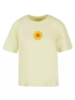 Футболка emoji couture Ladies Everyday Tee Golden diamonds flower orange center, цвет softyellow