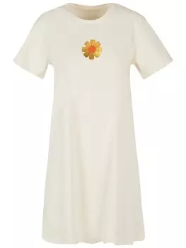 Футболка emoji couture T-Shirt Kleid Gold flower orange center, цвет Whitesand