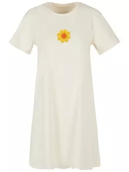 Футболка emoji couture T-Shirt Kleid Golden diamonds flower orange center, цвет Whitesand