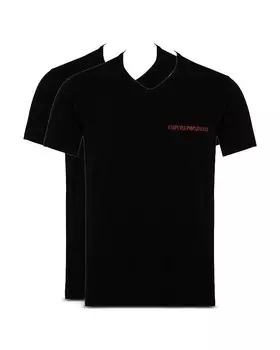 Футболка Emporio Armani Core с V-образным вырезом и логотипом, 2 шт, черный