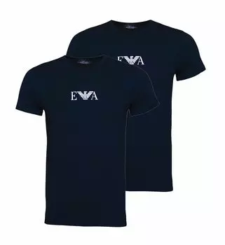 Футболка Emporio Armani 'Doppelpack Logoprint', темно-синий