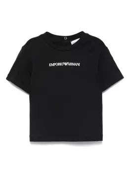 Футболка Emporio Armani Kids с прорезиненным логотипом, черный