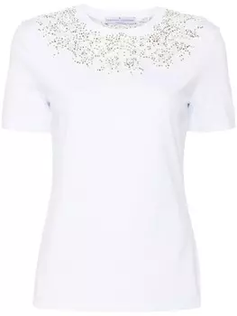 Футболка Ermanno Scervino с кружевными деталями и кристаллами, белый