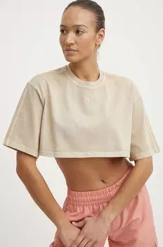 Футболка Ess+ из хлопка adidas Originals, бежевый