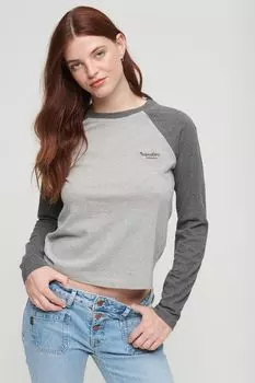 Футболка Essential Baseball с длинными рукавами и логотипом Superdry, серый