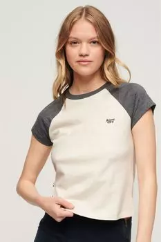 Футболка Essential из органического хлопка с рукавами реглан и логотипом Superdry, бежевый