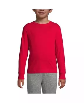 Футболка Essential с длинными рукавами для школьной формы для мальчиков Lands' End, синий