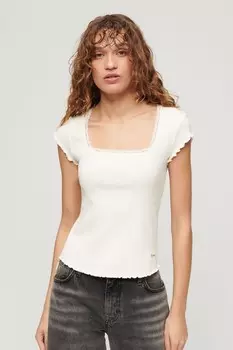 Футболка Essential с короткими рукавами и квадратным вырезом Superdry, белый