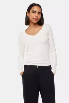 Футболка Essential с V образным вырезом в рубчик Whistles, белый