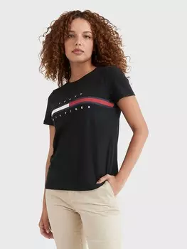 Футболка essential в полоску с флагом Tommy Hilfiger, темный соболь