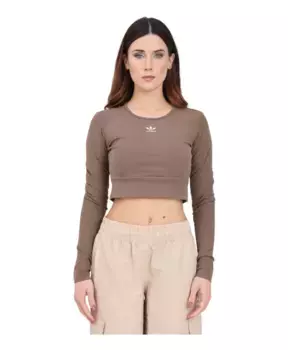 Футболка Essentials с длинными рукавами в рубчик земляные слои Adidas Originals, коричневый