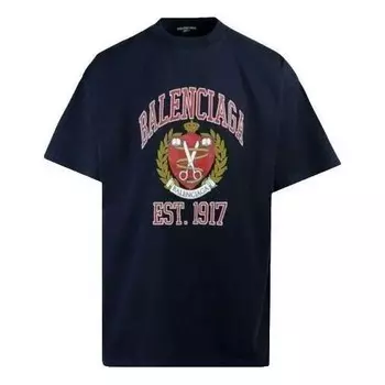 Футболка est. 1917 college logo print cotton t-shirt 'black' Balenciaga, черный