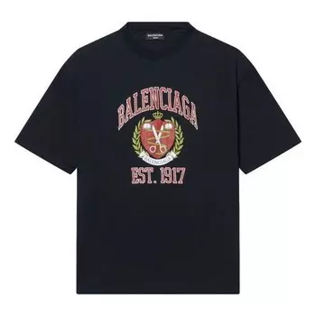 Футболка est.1917 crest logo t-shirt 'black' Balenciaga, черный