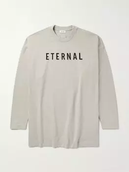 Футболка Eternal Oversized Logo-Flocked из хлопкового джерси FEAR OF GOD, серый