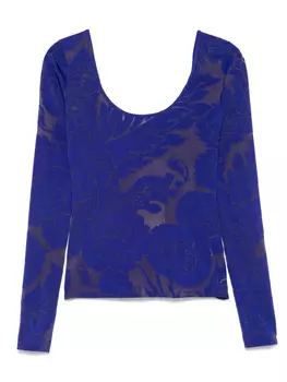 Футболка ETRO с цветочным узором и интарсией, синий