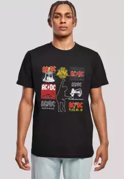 Футболка F4NT4STIC "ACDC Album Covers", мужская, премиум-мерч, стандартного кроя, базовая модель, рубашка с группой, черный