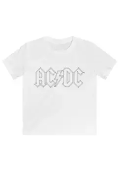 Футболка F4NT4STIC "ACDC Black Outline", дети унисекс, товары премиум-класса, для мальчиков, девочек, рубашка с ремешком, белый