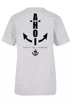 Футболка F4NT4STIC Ahoi Anker Knut & Jan Hamburg, цвет grau meliert