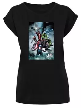 Футболка F4Nt4Stic AVENGERS ASSEMBLE TEAM MONTAGE, черный