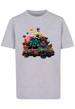 Футболка F4NT4STIC Blumen Auto Unisex Tee, цвет grau meliert