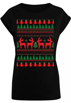Футболка F4NT4STIC Christmas Reindeers Weihnachten Muster, черный