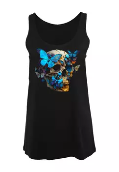 Футболка F4NT4STIC Damen Tanktop Totenkopf Schmetterling, черный