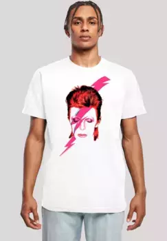 Футболка F4NT4STIC "David Bowie Aladdin Sane Lightning Bolt", мужская, премиум-мерч, стандартного кроя, базовая, рубашка с группой, белый