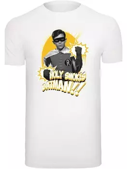 Футболка F4NT4STIC DC Comics Batman TV Series Robin Holy Smokes, белый