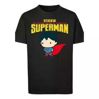 Футболка F4NT4STIC «DC Comics Superman My Dad Is My Hero», унисекс для детей, товары премиум-класса, для мальчиков, для девочек, с принтом, черный