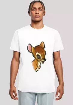 Футболка F4NT4STIC "Disney Bambi Drawing", мужская, товары премиум-класса, стандартного кроя, базовая модель, с принтом, белый