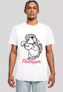 Футболка F4NT4STIC "Disney Bambi Klopfer Line Drawing", мужская, товары премиум-класса, стандартного кроя, базовая модель, с принтом, белый