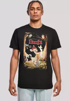 Футболка F4NT4STIC "Disney Bambi Retro Poster", мужская, премиальный товар, стандартного кроя, базовая модель, с принтом, черный
